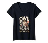 Mujer Owl El Mejor Maestro Que Puedo ser Camiseta Cuello V