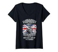 Mujer Own Forever The Title British Veteran Military Bandera del Reino Unido Camiseta Cuello V