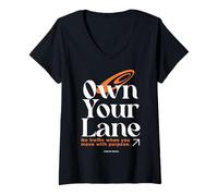 Mujer Own Your Lane - Urban Typography Streetwear Camiseta Cuello V