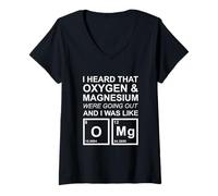 Mujer Oxígeno y magnesio Saliendo, OMG! Química, Ciencias Escolares Camiseta Cuello V