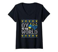 Mujer Oy al Mundo Judío Hanukkah Dreidel Camiseta Cuello V
