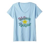 Mujer P.E Team WELLNESS Rockstar Entrenamiento Campamento Yoga Crew Focus Camiseta Cuello V