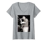 Mujer P Paul Fenech Meteors Psychobilly Guitarra en Vivo Martin O'Neill Camiseta Cuello V