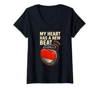 Mujer Pacemaker My Heart Has A New Beat, cirugía Retro para Hombres, recuperación Camiseta Cuello V