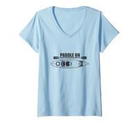 Mujer Paddle on Kayak Paddle Boat Deportes acuáticos Camiseta Cuello V