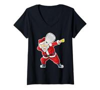 Mujer Padel Santa Claus Lunares Padel Jersey de Navidad Camiseta Cuello V