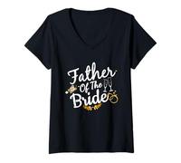 Mujer Padre de la Novia Boda Celebración Despedida de Soltero Camiseta Cuello V