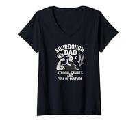 Mujer Padre de masa madre fuerte crujiente y lleno de cultura Camiseta Cuello V