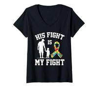 Mujer Padre e Hijo Orgullosos del Autismo: su Lucha es mi Lucha, Padre e Hijo Camiseta Cuello V