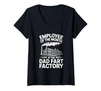 Mujer Padre Empleado del Mes En La Fábrica De Pedos De Papá Camiseta Cuello V