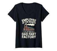 Mujer Padre Empleado del Mes En La Fábrica De Pedos De Papá Camiseta Cuello V