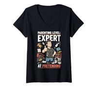 Mujer Padre Experto en Aparentar Humor Gracioso Crianza Camiseta Cuello V