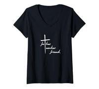 Mujer Padre Maestro Amigo Jesús Cristiano Cruz Camiseta Cuello V