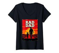 Mujer Padre Radical Padre e Hijo Granjero Cowboys Western Sunset Camiseta Cuello V