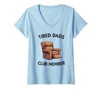 Mujer Padres cansados Miembro del Club Sillón Padre Funny Men Camiseta Cuello V