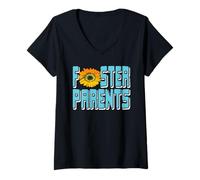 Mujer Padres de acogida y girasoles Camiseta Cuello V