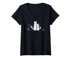 Mujer Padres e Hijos | Copo de Nieve | Hokkaido pequeño | Hada de Nieve Camiseta Cuello V