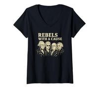 Mujer Padres Fundadores Rebeldes Con Causa Patriótico Punk Rock Camiseta Cuello V