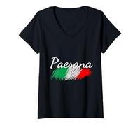 Mujer Paesana - Bandera de Italia para Regalo a Juego Camiseta Cuello V