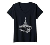 Mujer Pagoda Shwedagon, Yangon, Myanmar, arte y recuerdo Camiseta Cuello V