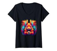 Mujer Paint Art Ardilla roja Ardillas Camiseta Cuello V
