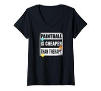 Mujer Paintball Terapia Airsoft Equipo jugador juegos diversión Camiseta Cuello V