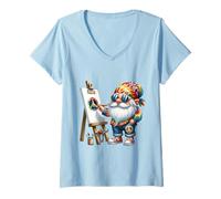 Mujer Painter GNOME In Groovy Dress For Women Men and Hippies Camiseta Cuello V