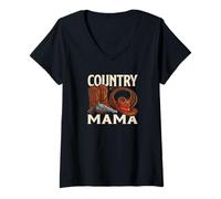 Mujer País Mamá Vaquera Vaquera Camiseta Cuello V