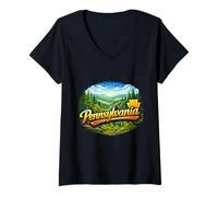 Mujer Paisaje escénico del Valle del Bosque de Pensilvania Camiseta Cuello V