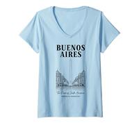 Mujer Paisaje Urbano del Horizonte de Buenos Aires Camiseta Cuello V