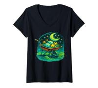 Mujer Paisajismo Celestial - Jardín cósmico, floración Astral, Surrealista Camiseta Cuello V