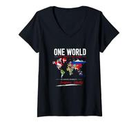 Mujer Países Banderas niñas, mapas del Mundo niños, mapas del Mundo niños Camiseta Cuello V