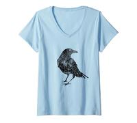 Mujer Pájaro Cuervo Negro en apuros Camiseta Cuello V