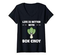 Mujer Pak Choy Funny Quote Life is Better with Bok Choy Camiseta Cuello V