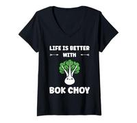 Mujer Pak Choy Funny Quote Life is Better with Bok Choy Camiseta Cuello V
