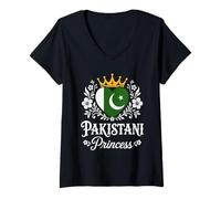 Mujer Pakistani Princess Pakistan Flag Proud Pakistani Girl Camiseta Cuello V