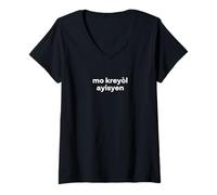 Mujer Palabra criolla haitiana. Idioma haitiano Divertido Camiseta Cuello V