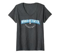 Mujer Palabra De Fe Baloncesto Azul Claro Equipo Camiseta Cuello V