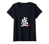 Mujer Palabra Kanji en japonés "Florecer" Camiseta Cuello V