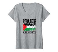 Mujer Palestina Libre de Paz Camiseta Cuello V