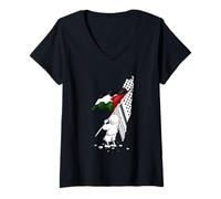 Mujer Palestina Palestina Libre en árabe Bandera de Gaza Palestina Camiseta Cuello V