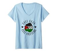 Mujer Palestine Free Palestine Free Gaza Palestine Flag Arabic Camiseta Cuello V