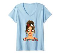 Mujer Palestinian Girl Palestine Flag Palestinian Girlfriend Wife Camiseta Cuello V