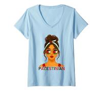 Mujer Palestinian Girl Palestine Flag Palestinian Girlfriend Wife Camiseta Cuello V