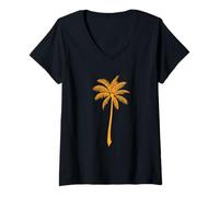 Mujer Palmera Coco - Naranja Camiseta Cuello V