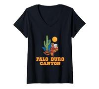 Mujer Palo Duro Canyon Texas Retro Desierto Paisaje Viaje Occidental Camiseta Cuello V