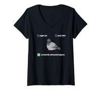 Mujer Paloma Constantemente Agotada | Salud Mental Autismo TDAH Camiseta Cuello V