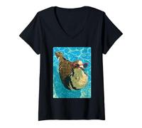 Mujer Paloma Divertida con Gafas de Sol Cool Summer Animal Natación Camiseta Cuello V