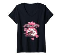 Mujer Palworld Lamball Fear Me Attack Mode with Hearts Video Game Camiseta Cuello V