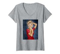 Mujer Pamela Anderson Modelo Baywatch Actor por Michael Grecco Camiseta Cuello V